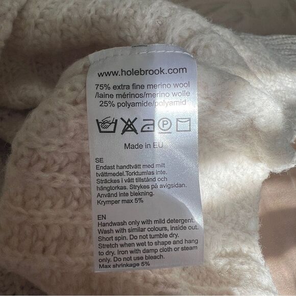 Holebrook Sweden Cajsa Ribbed Merino Wool Blend Sweater Sand Shell small petite - Picture 11 of 12